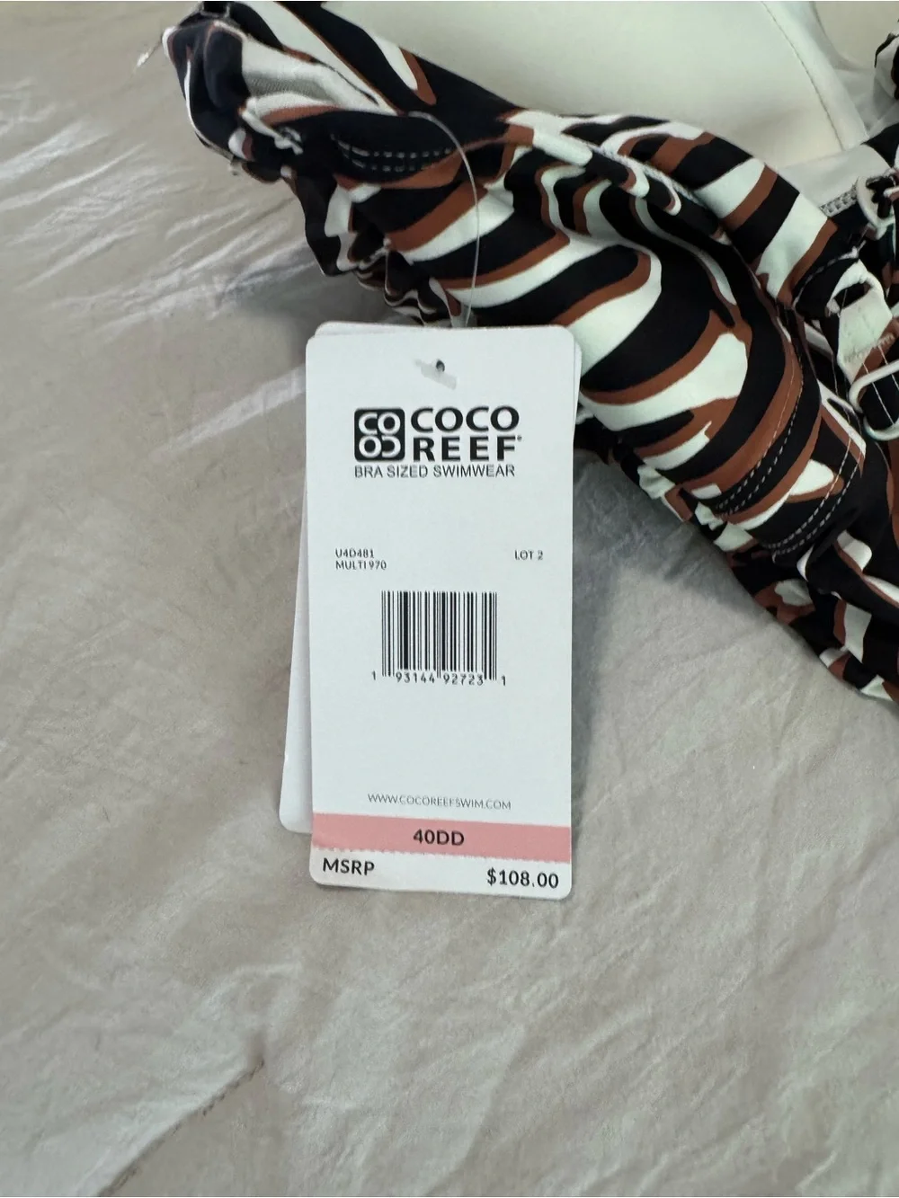 Coco Reef Zebra-Print One-Piece Swimsuit in Black, White & Brown - Picture 3 of 4
